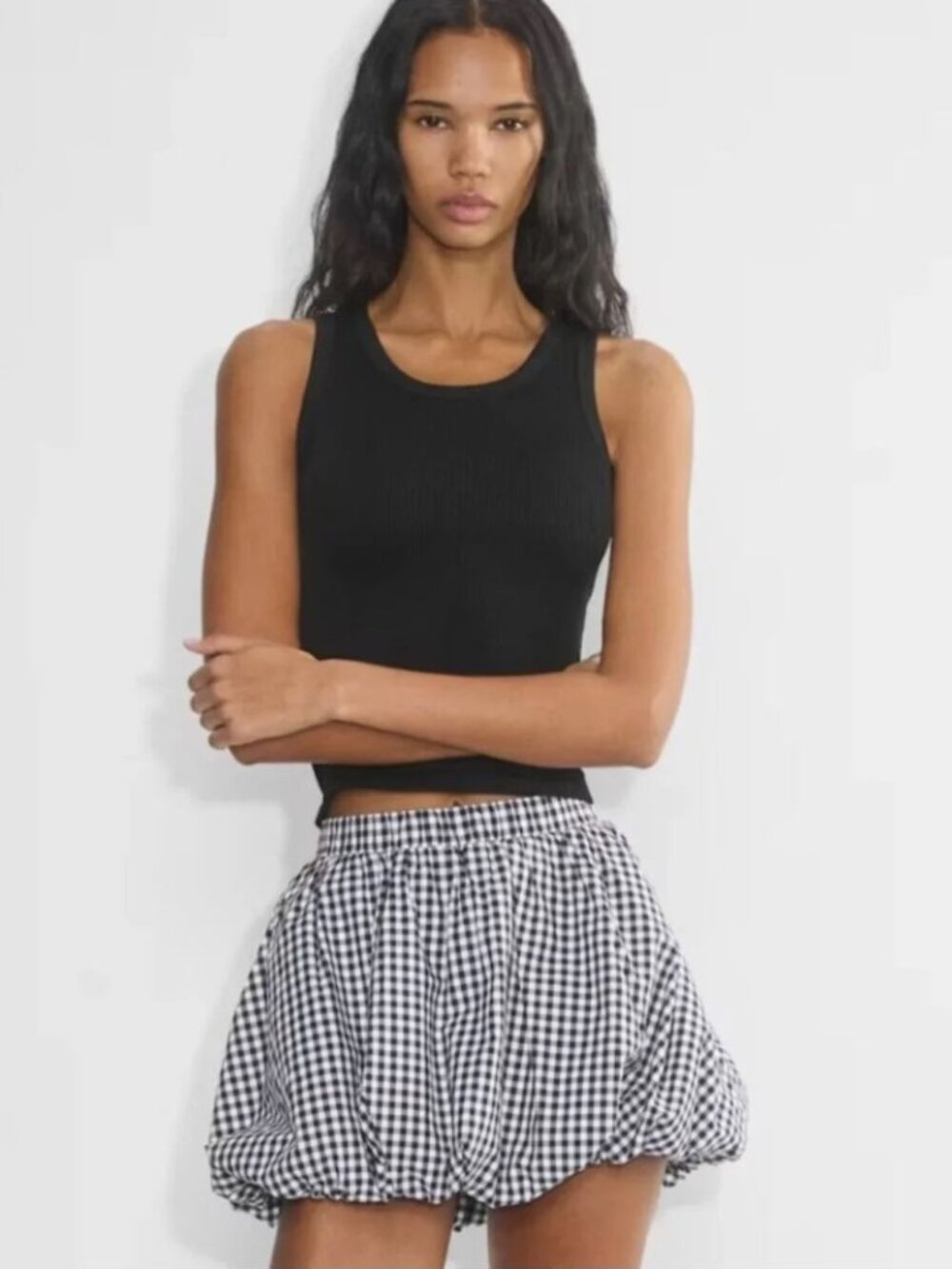 Aritzia Sunday Best Bubbly Gingham Poplin Mini Skirt NWT Low Rise Size Large